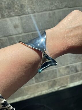 Modern Sculptural Silver Cuff Bracelet Mint Velvet brand